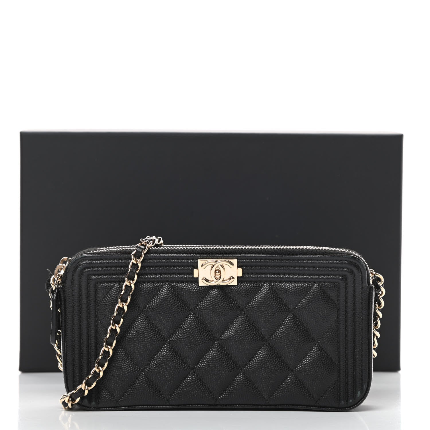 Chanel Caviar Quilted Small Boy Clutch With Chain Black 17 of 17