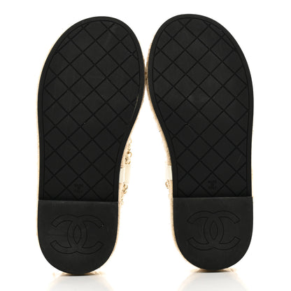 Chanel Lambskin Chain CC Thong Espadrille Sandals 36 White 5 of 11