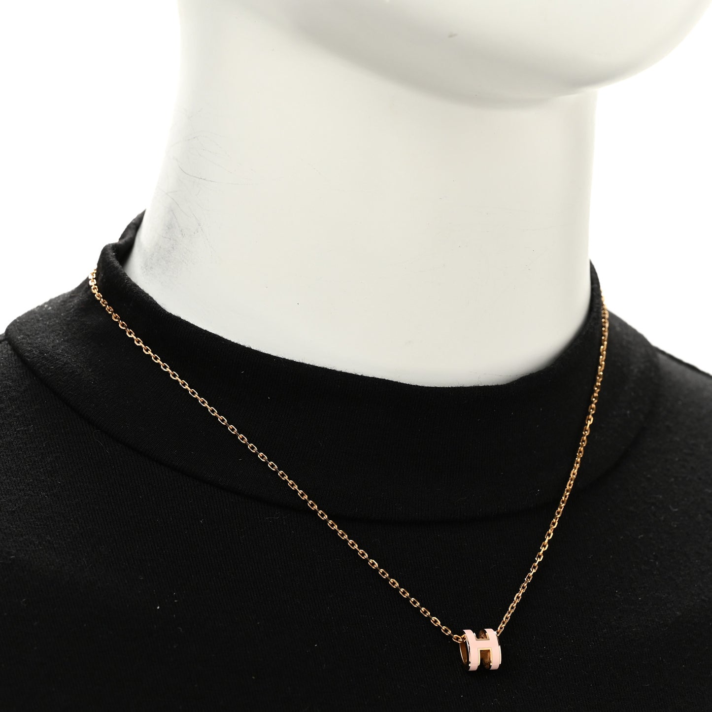 Lacquered Rose Gold Mini Pop H Pendant Necklace Rose Dragee