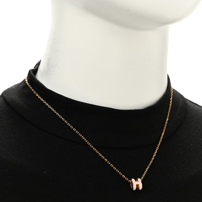 Hermes Lacquered Rose Gold Mini Pop H Pendant Necklace Rose Dragee 2 of 7