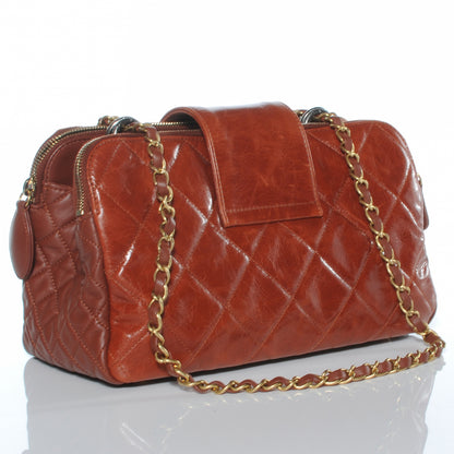 Chanel Glazed Calfskin Mademoiselle Zip Shopping Tote Red 3 of 7