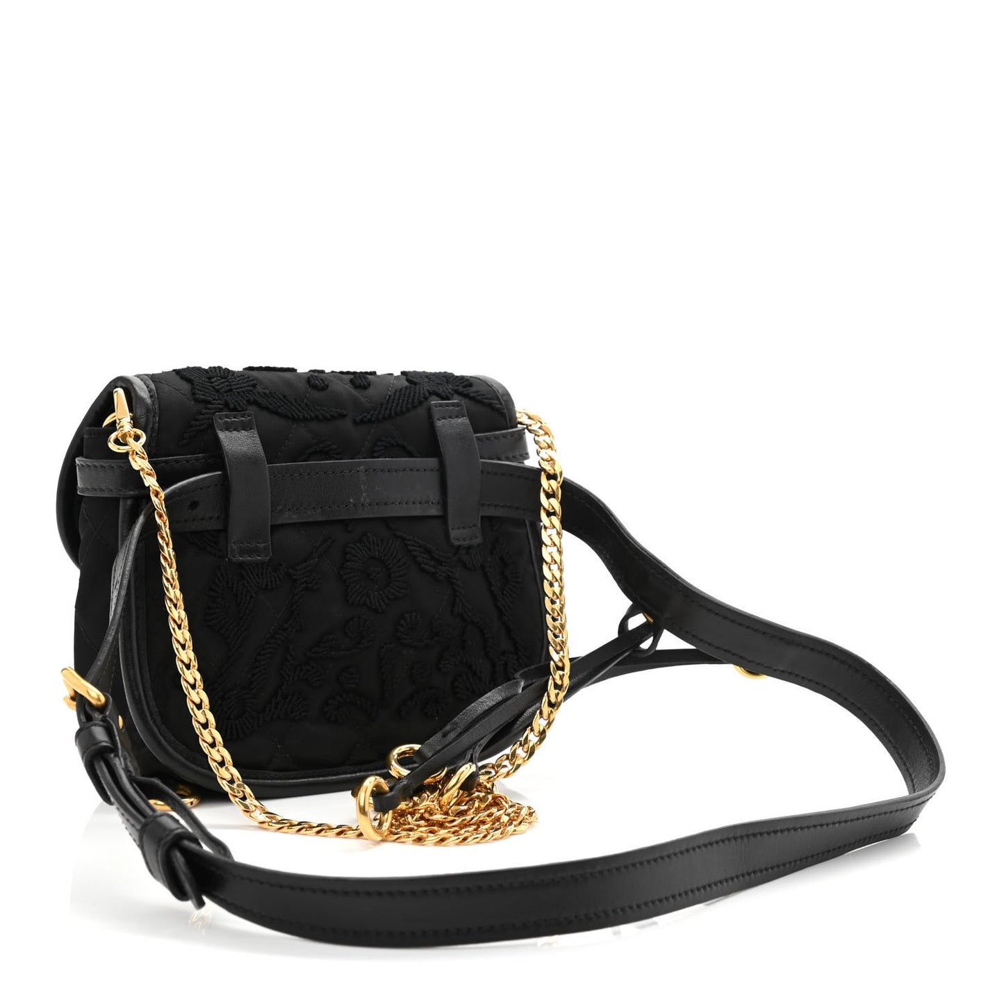 Nylon Embroided Corsaire Belt Bag Black
