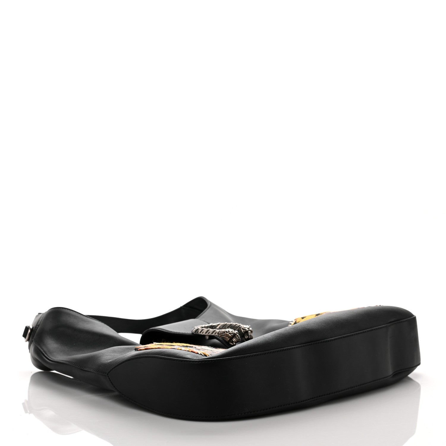 Gucci Calfskin Web Tiger Embroidered Large Dionysus Hobo Black 4 of 10
