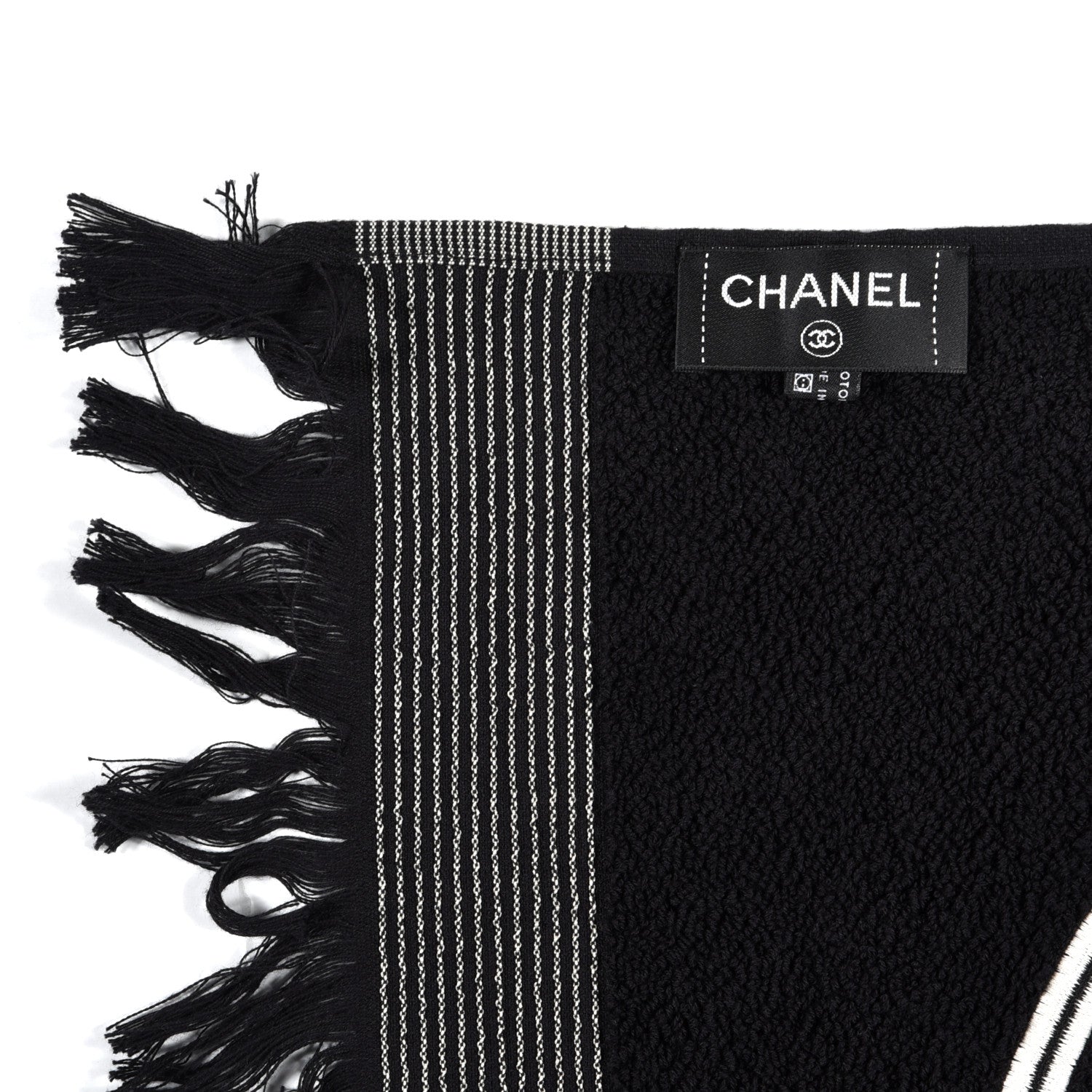 Chanel Terry Cotton CC Beach Towel Black 4 of 4