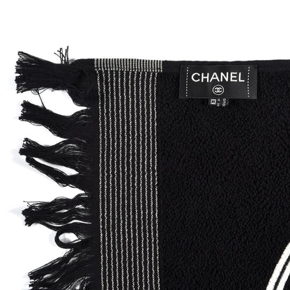Chanel Terry Cotton CC Beach Towel Black 4 of 4