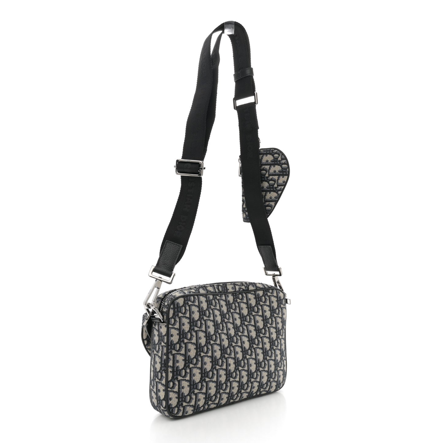 Oblique Saddle Triple Pouch Navy Blue