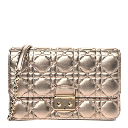 Christian Dior Metallic Lambskin Cannage Miss Dior Promenade Pouch Gold 1 of 5