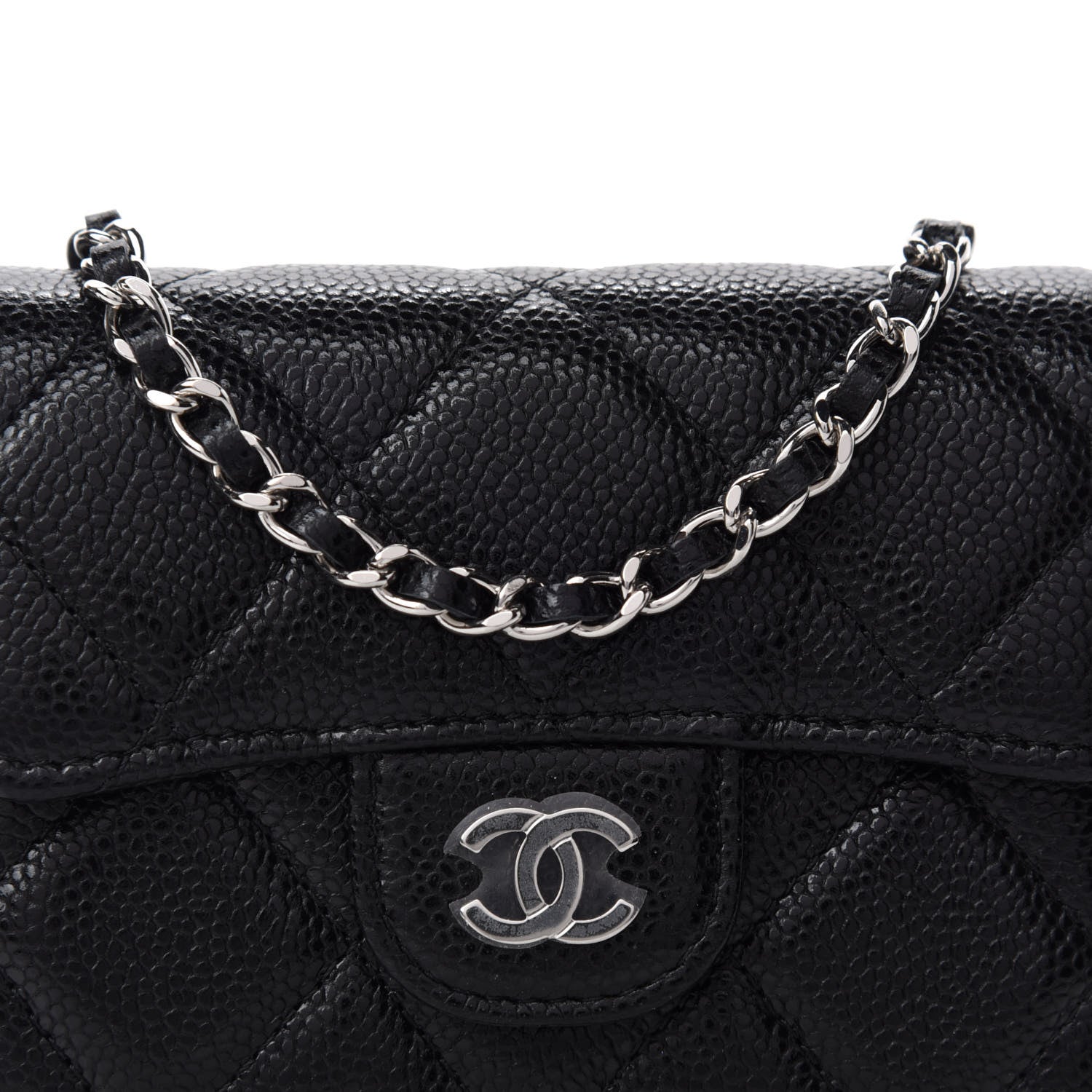 Chanel Caviar Quilted Flap Card Holder On Chain Black 11 of 12