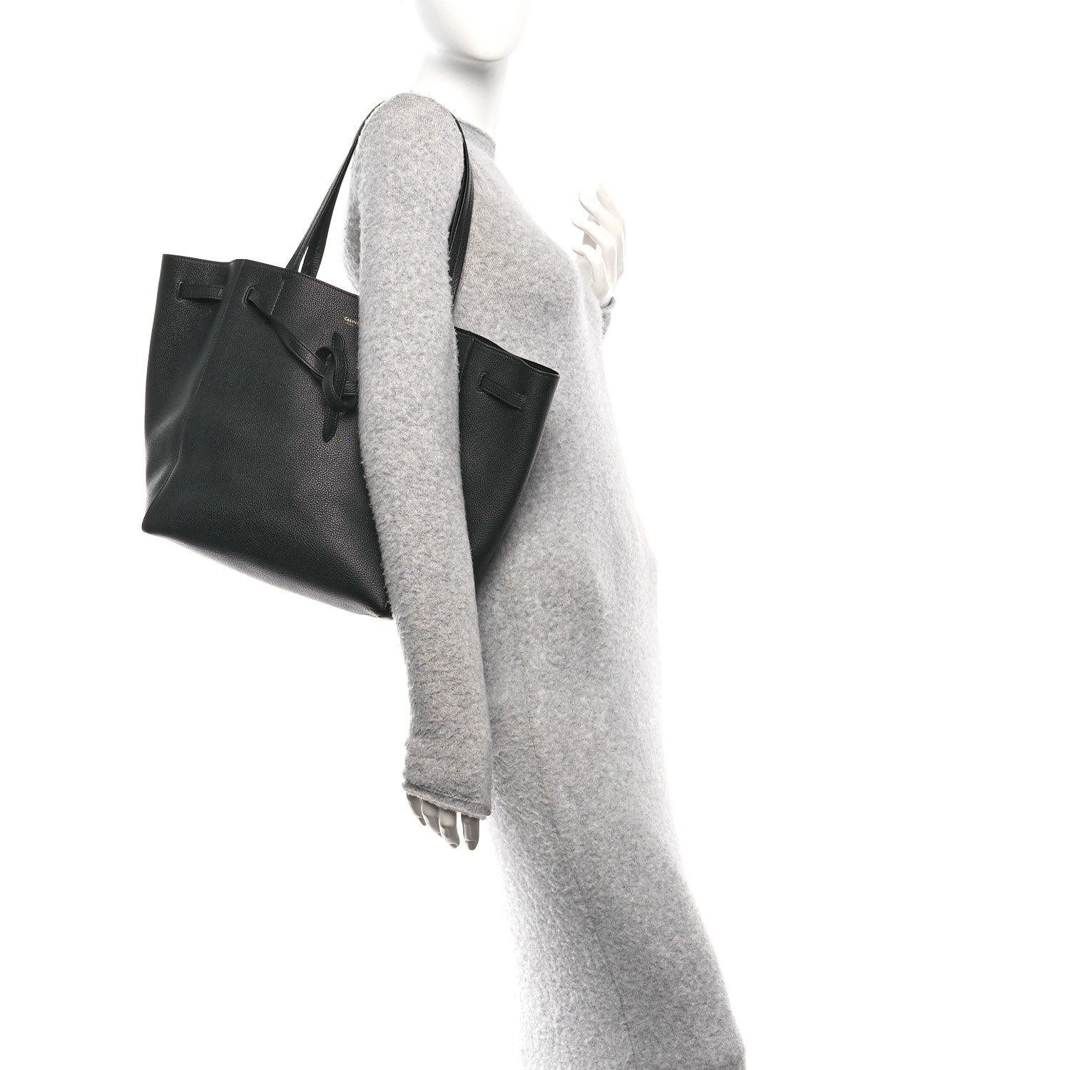 Celine Soft Grained Calfskin Small Belt Cabas Phantom Black 2 of 9