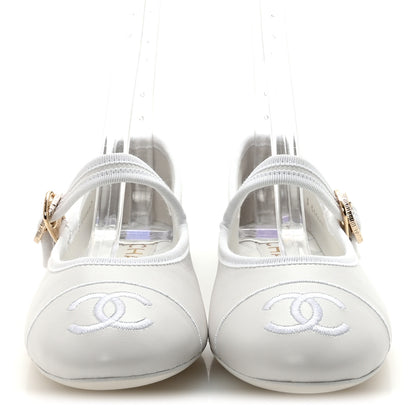 Chanel Lambskin Mary Jane Flats 36 White 3 of 11