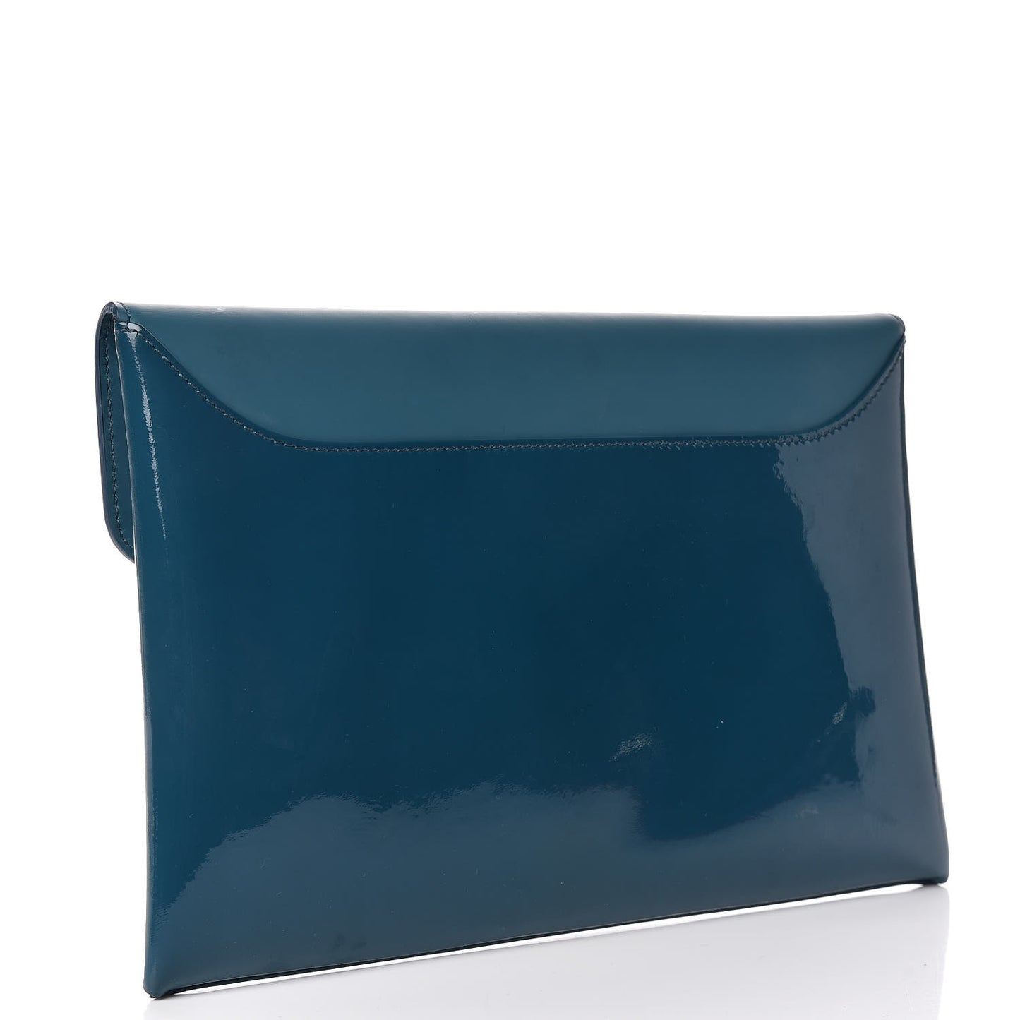 Rubber Effect Calfskin Patent Medium Antigona Envelope Clutch Petrol Blue