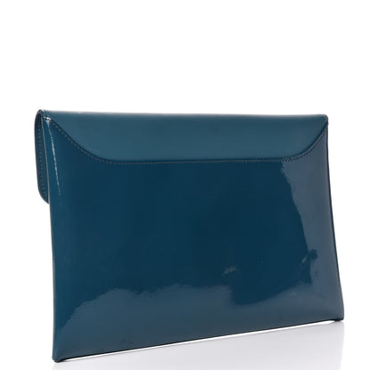 Givenchy Rubber Effect Calfskin Patent Medium Antigona Envelope Clutch Petrol Blue 3 of 7