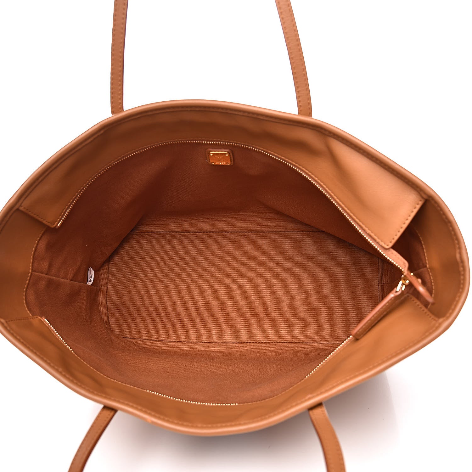 MCM Visetos Medium Rabbit Top Zip Shopper Tote Cognac 5 of 12