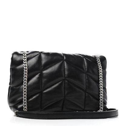 Saint Laurent Lambskin Quilted Toy Loulou Puffer Monogram Chain Satchel Black 2 of 8