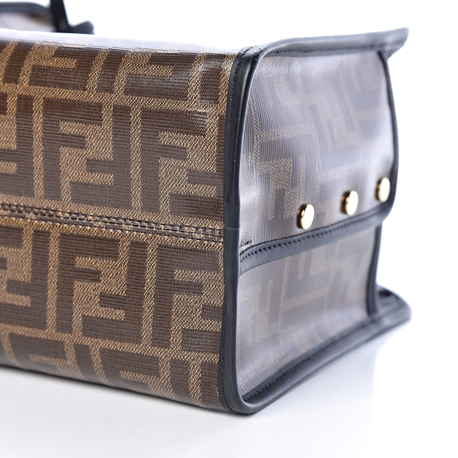 Fendi Glazed Fabric Vitello Century FF 1974 Stamp Patch Mini Peekaboo Defender Cover Mogano Panna Black 9 of 10