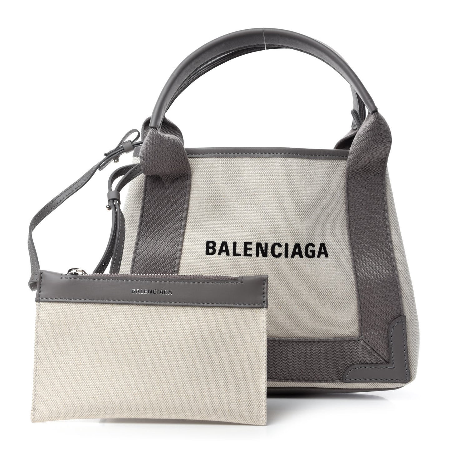 Cotton Canvas Calfskin Navy Cabas XS Grey