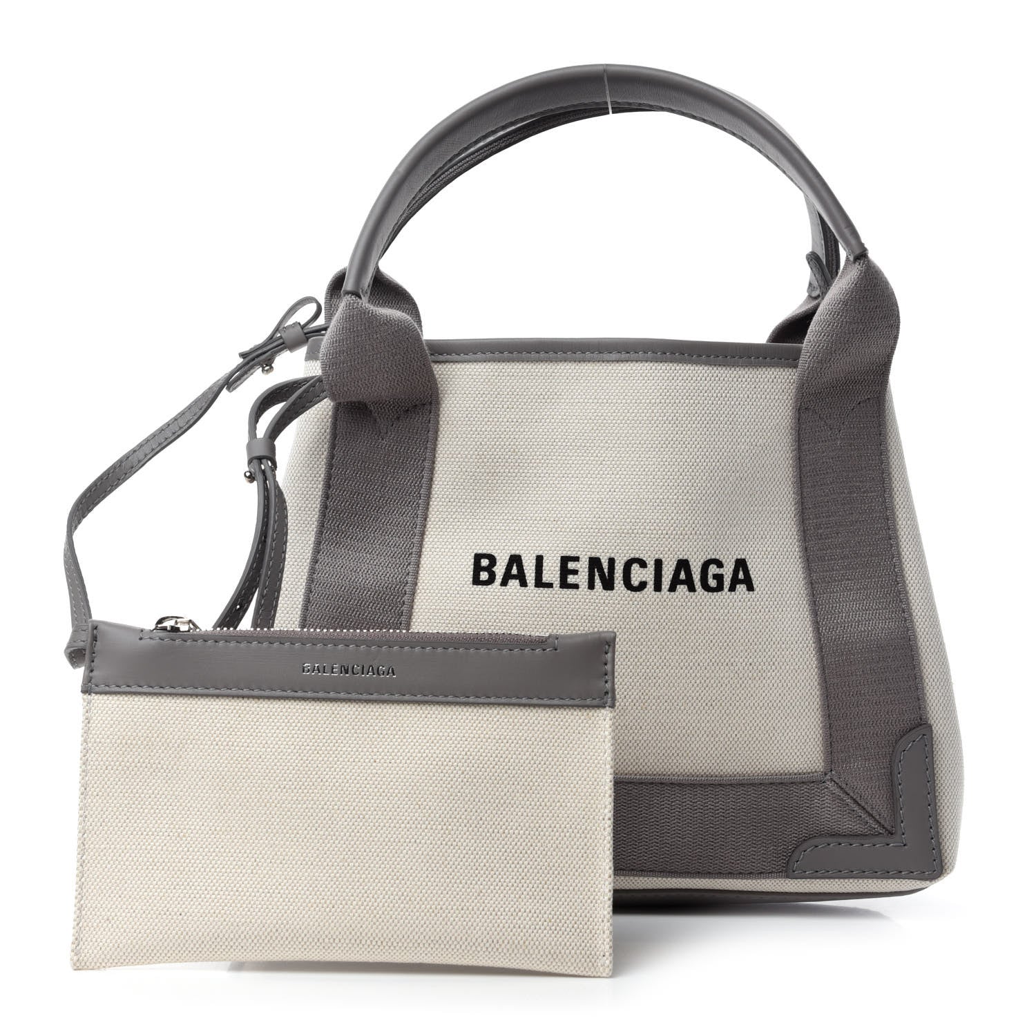 Balenciaga Cotton Canvas Calfskin Navy Cabas XS Grey 1 of 10