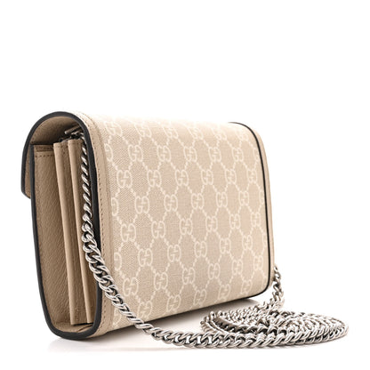 Gucci GG Supreme Monogram Textured Dollar Calfskin Mini Dionysus Chain Wallet Beige Mystic White Oatmeal 3 of 12