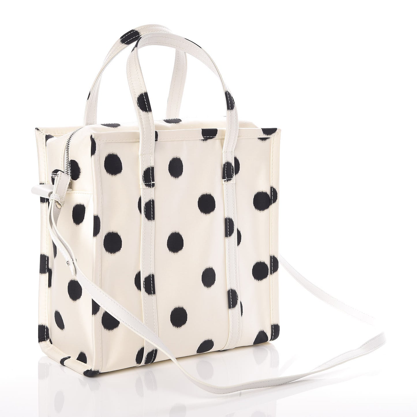 Silk Polka Dot S Bazar Shopper Tote White Black