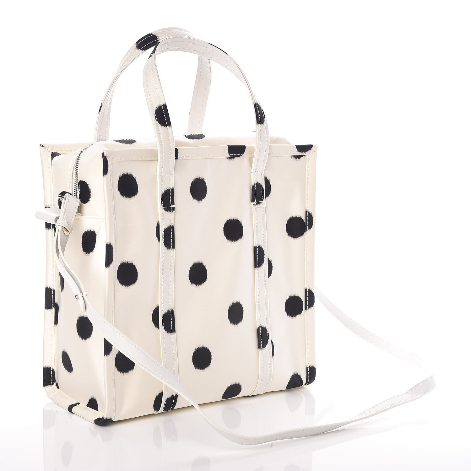 Balenciaga Silk Polka Dot S Bazar Shopper Tote White Black 4 of 10
