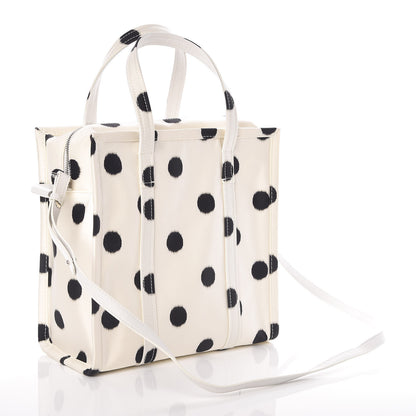 Balenciaga Silk Polka Dot S Bazar Shopper Tote White Black 4 of 10