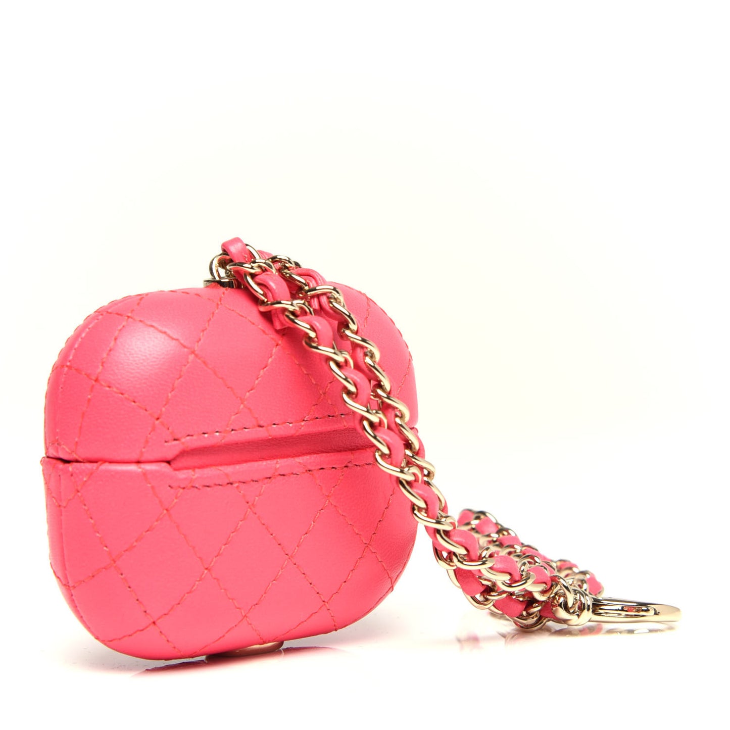 Lambskin Quilted Airpods Pro Case With Chain Pink