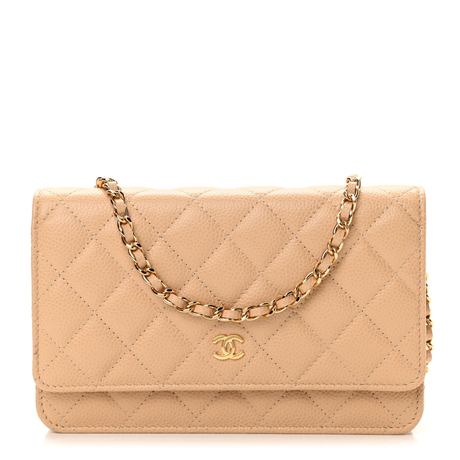 Chanel Caviar Quilted Wallet On Chain WOC Beige 1 of 14