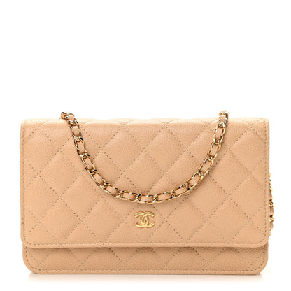 Chanel Caviar Quilted Wallet On Chain WOC Beige 1 of 14