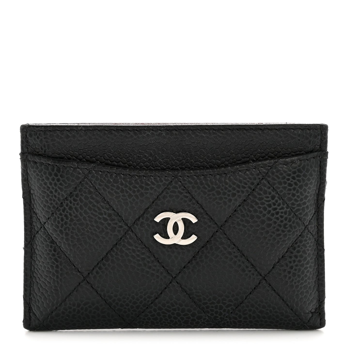 Caviar Quilted Card Holder Black