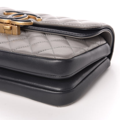 Chanel Lambskin Quilted Small Enamel CC Flap Grey Dark Navy 10 of 12