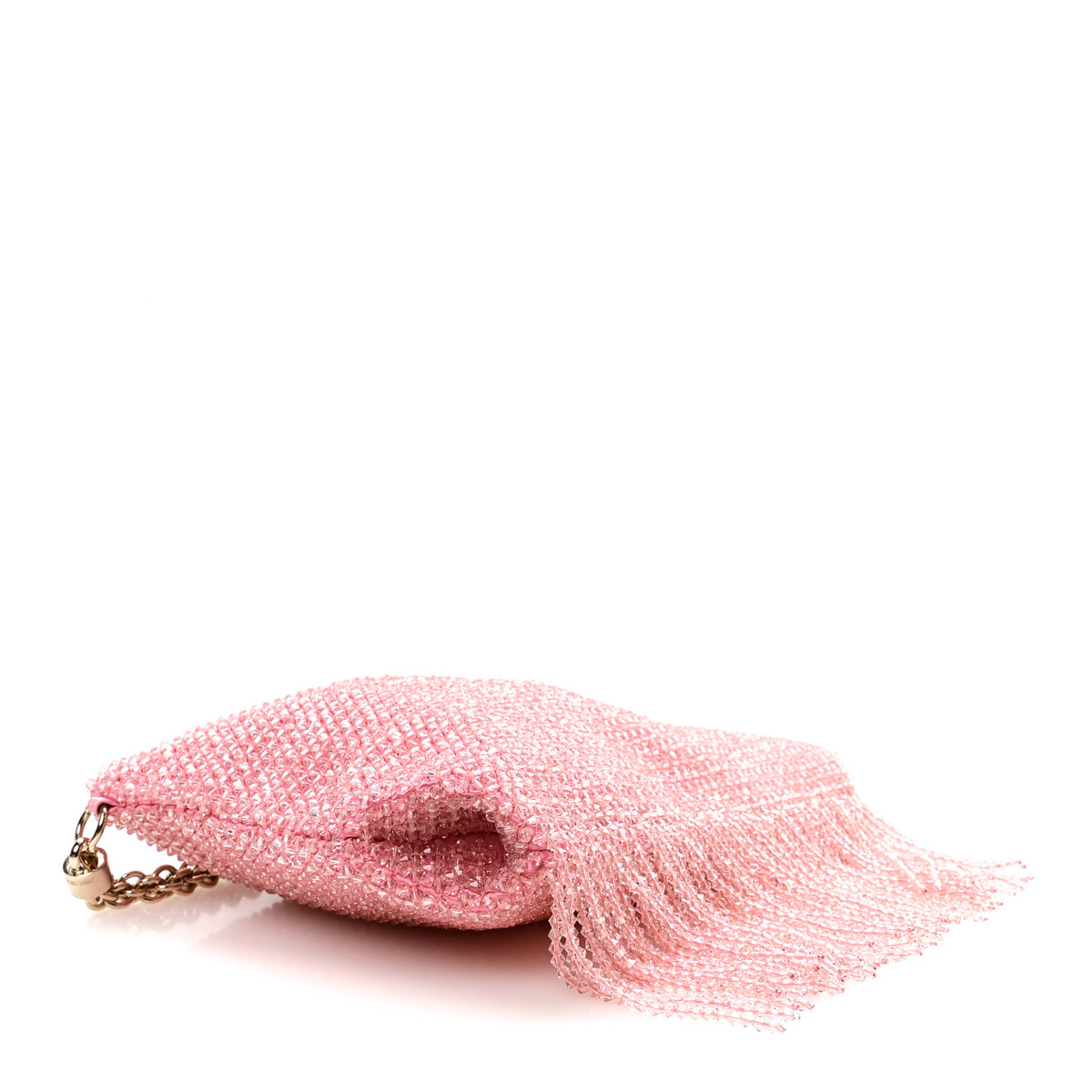 Satin Bead Embellished Callie Fringe Tassel Chain Evening Bag Pink