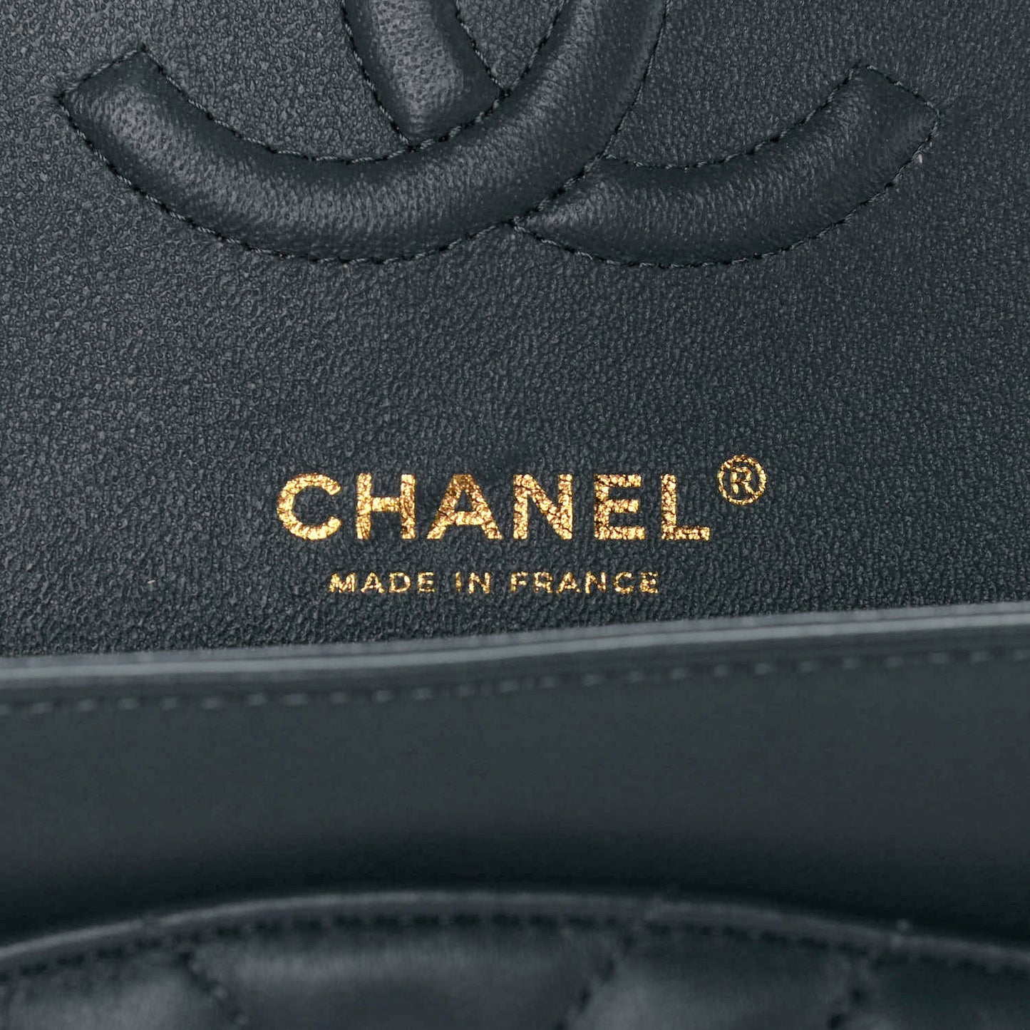 Lambskin Chevron Quilted Medium Double Flap Dark Grey