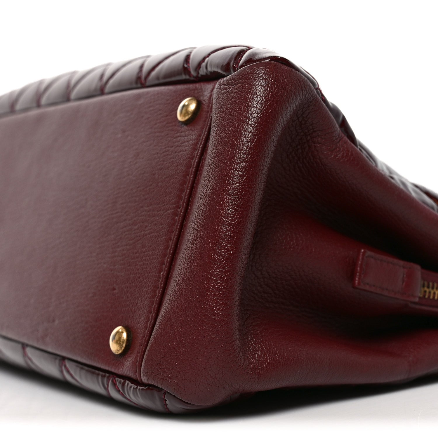 Chanel Patent Goatskin Quilted Small CC Eyelet Tote Burgundy 9 of 10