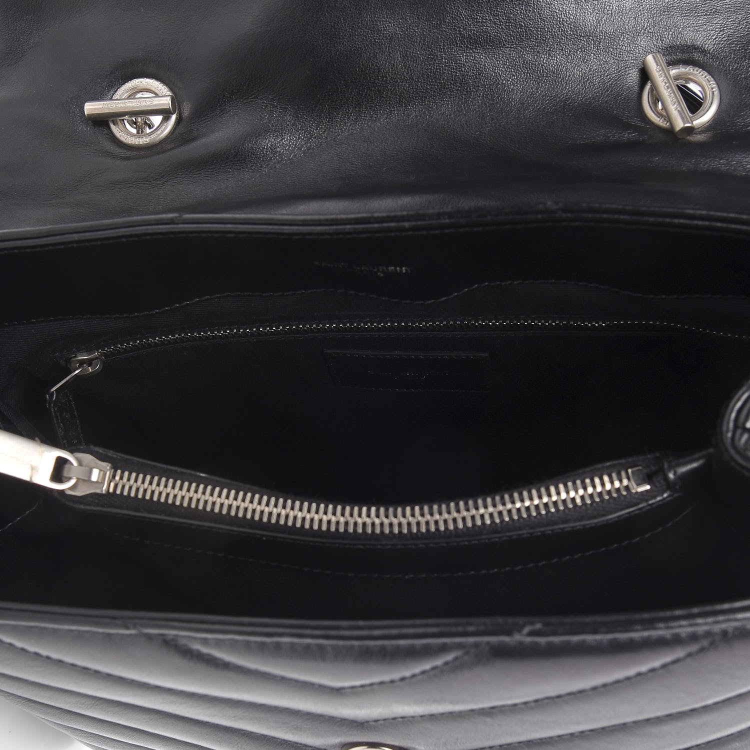 Saint Laurent Calfskin Y Quilted Monogram Medium Loulou Chain Satchel Black 4 of 12