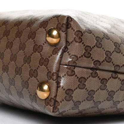 Gucci Crystal Monogram Large Babouska Vertical Shopping Tote Brown 9 of 12
