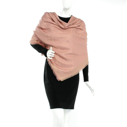 Louis Vuitton Silk Wool Monogram Shine Shawl Pink 2 of 6