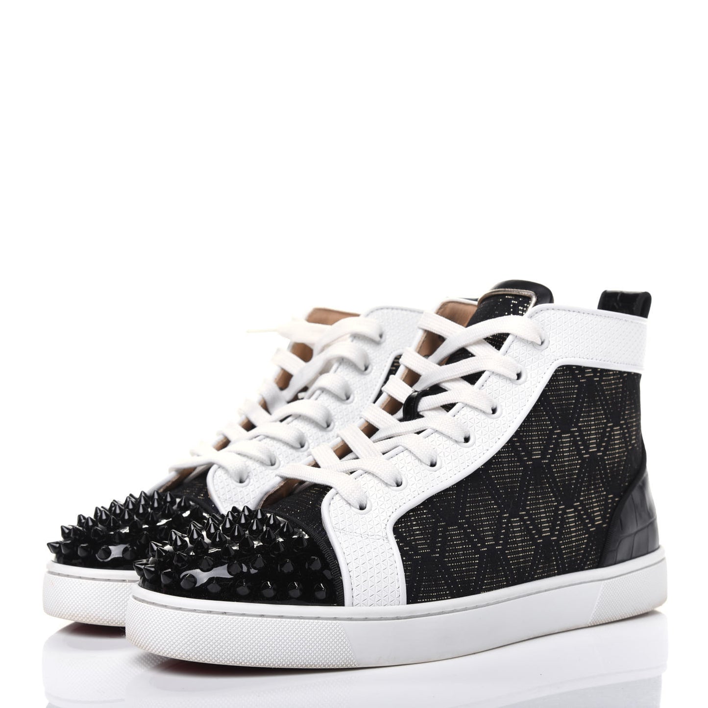 Fabric Calfskin Croc Embossed Mens Lou Spikes Orlato Flat Sneakers 42 Multicolor