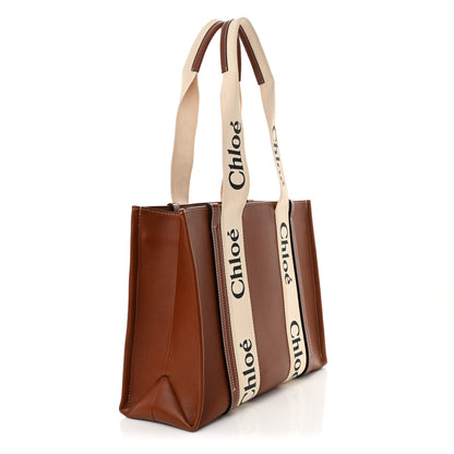 Chloe Calfskin Medium Woody Ribbon Tote Sepia Brown 3 of 13