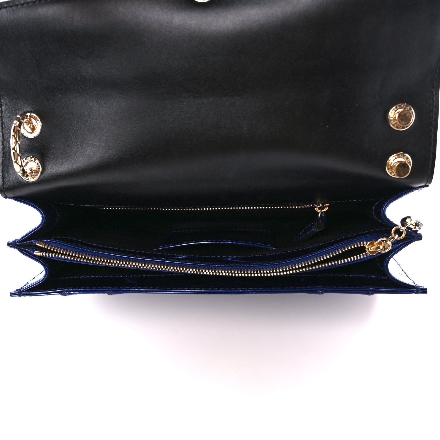 Bulgari Metallic Calfskin Serpenti Forever Shoulder Bag Blue 6 of 13