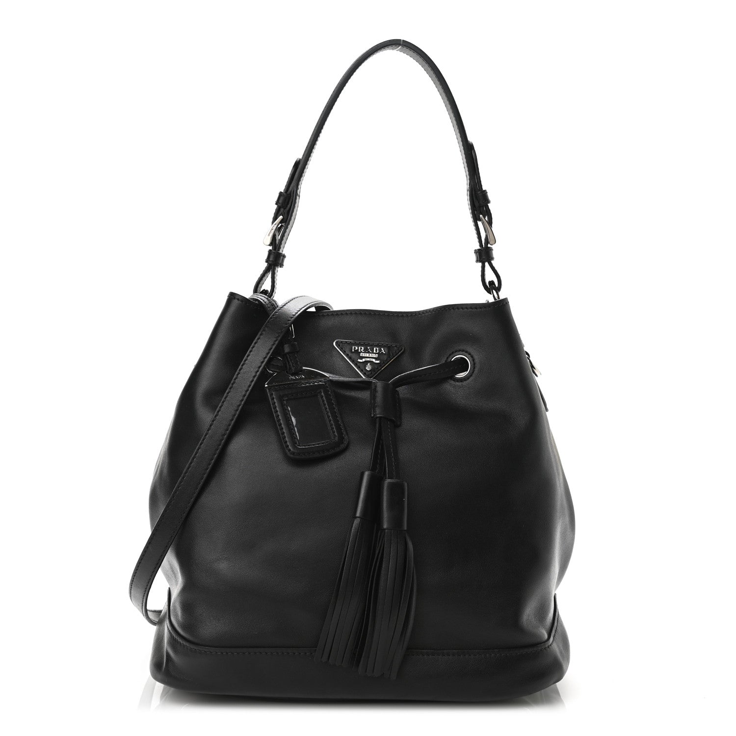 Prada Soft Calfskin Bucket Bag Black 1 of 8