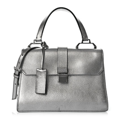 Miu Miu Goatskin Madras Top Handle Bag Silver 2 of 12