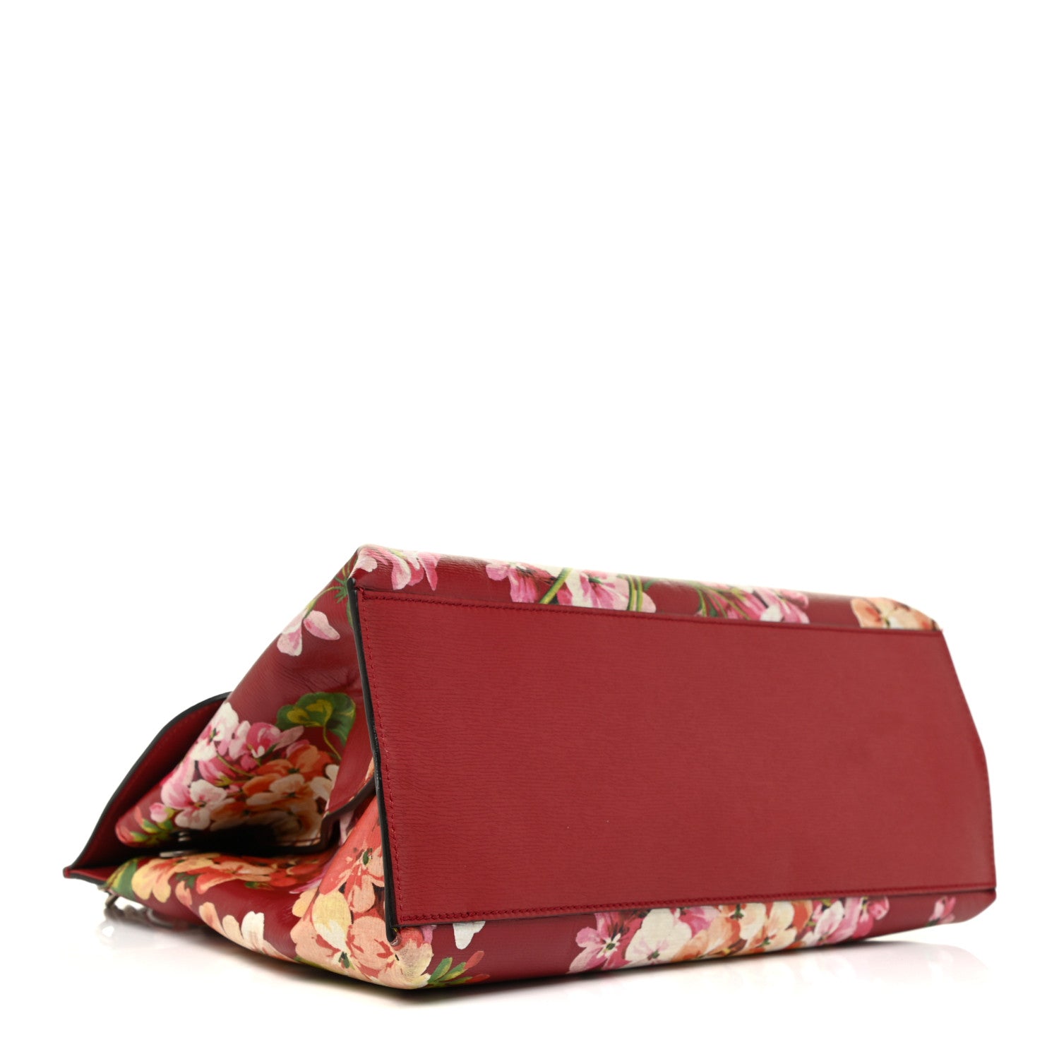 Gucci Shangai Calfskin Blooms Print Medium Bamboo Daily Top Handle Bag Romantic Cerise Multicolor 4 of 13