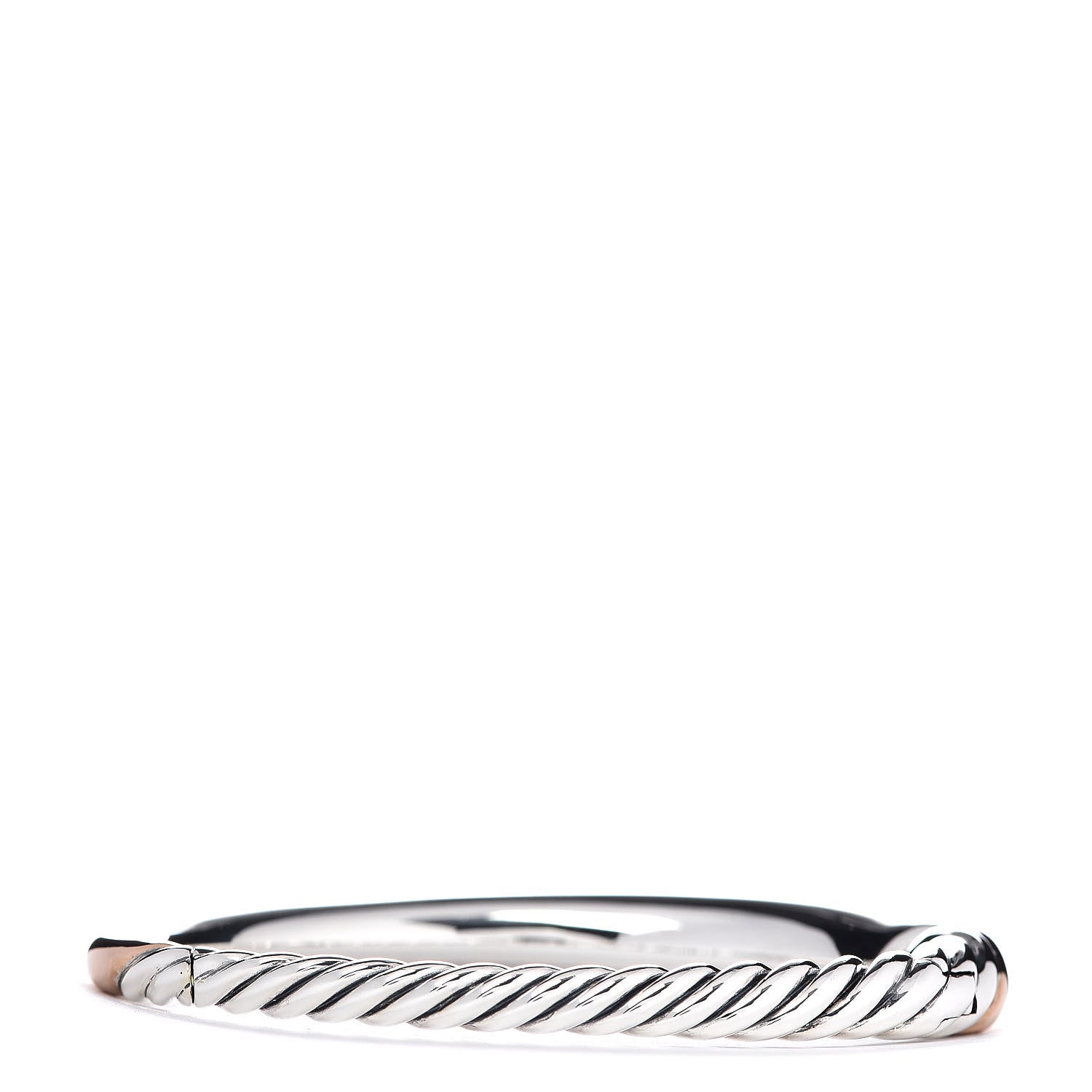 David Yurman Sterling Silver Bronze Brown Diamond 9.5mm Pure Form Smooth Bangle Bracelet 3 of 4