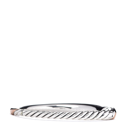 David Yurman Sterling Silver Bronze Brown Diamond 9.5mm Pure Form Smooth Bangle Bracelet 3 of 4