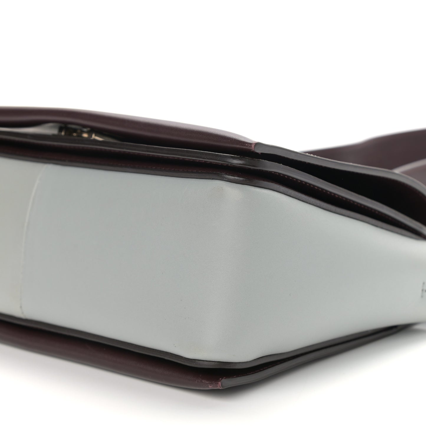 Shiny Smooth Calfskin Medium Frame Shoulder Bag Burgundy Pearl Blue