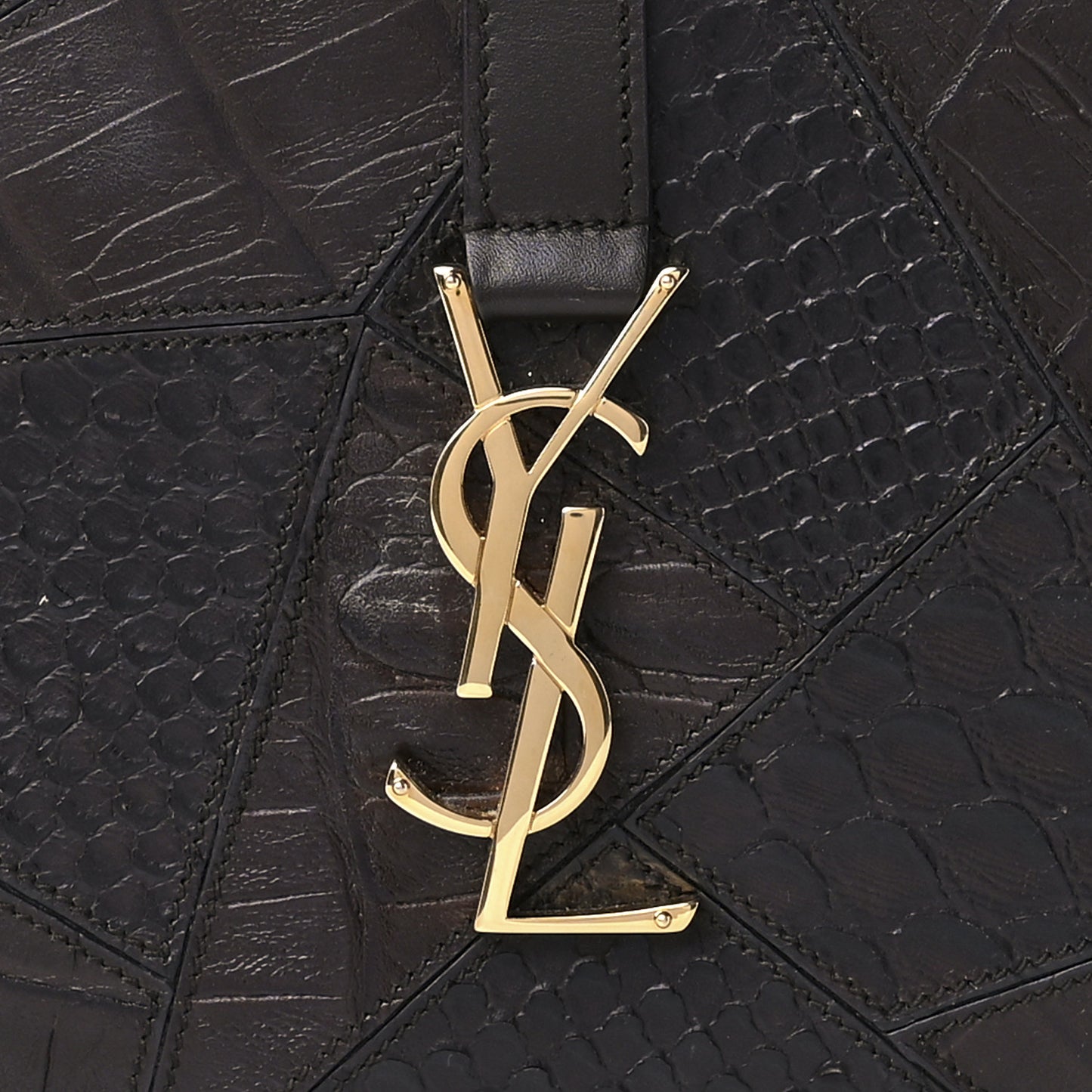 Reptile Calfskin Embossed Patchwork Animal Monogram Universite Bag Brown