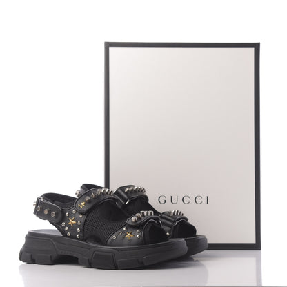 Gucci Nappa Mesh Studded Mens Aguru Sandals 8 Black 10 of 10