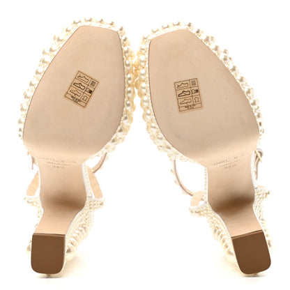Jimmy Choo Pearl Satin Sacaria 120 Sandals 38.5 White 5 of 7