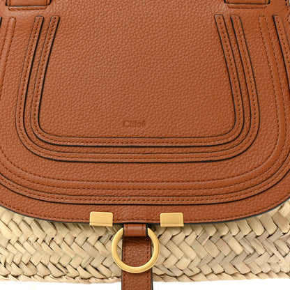Chloe Raffia Small Grain Calfskin Medium Marcie Basket Tan 6 of 9