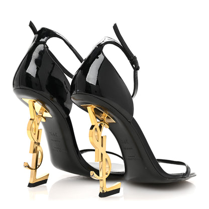 Saint Laurent Patent Calfskin Opyum 110 Sandals 39.5 Black Gold 5 of 8